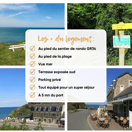 Appart' Avec Grande Terrasse Vue Mer -50M Plage Et Du Sentier De Randonnee 플랑구에누알 외부 사진